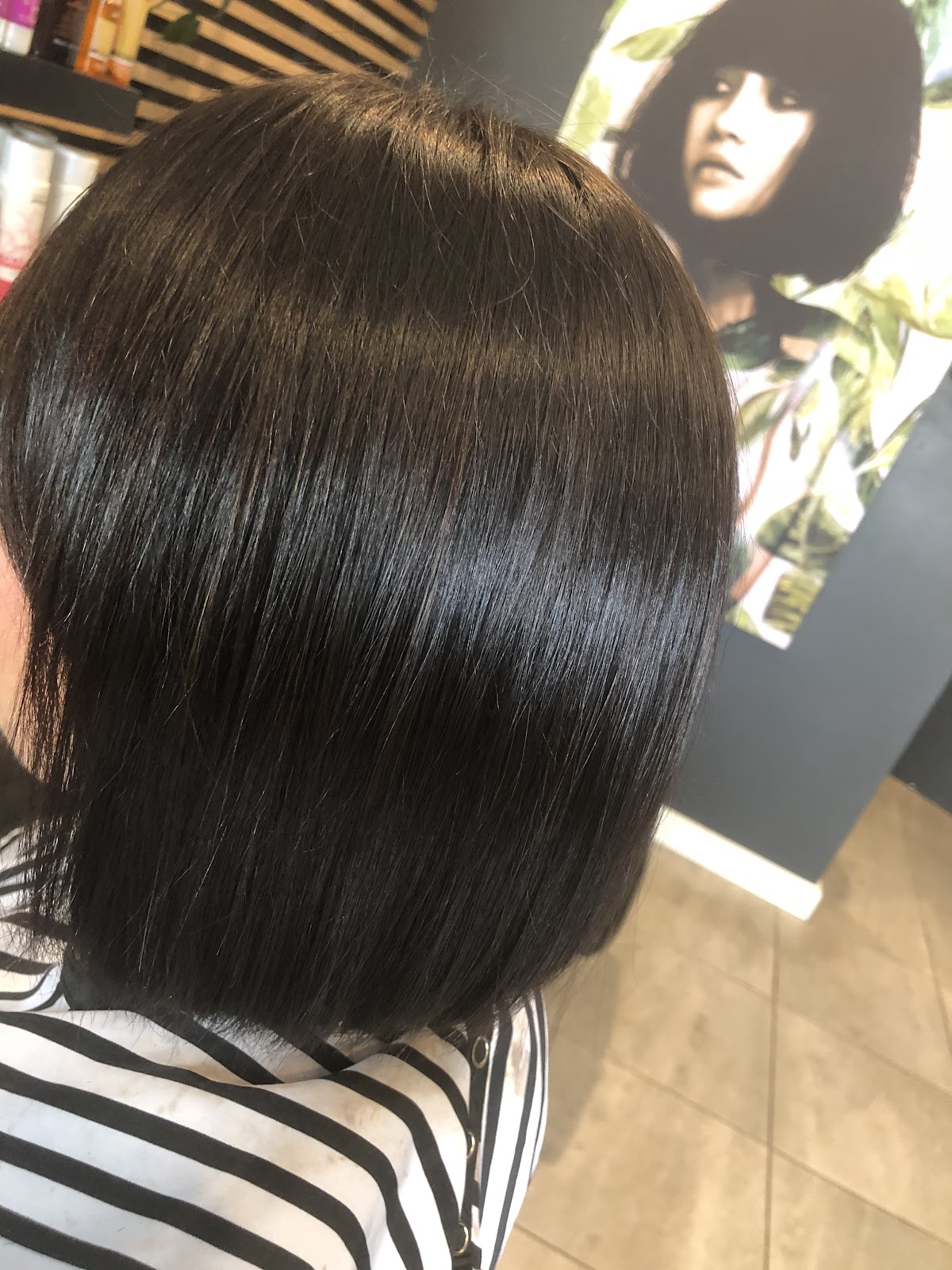 Glossy dark brunette bob